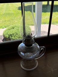 Antique Glass Oil Lamp With Handle