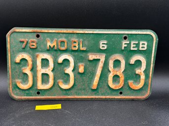 Vintage Green & White License Plate