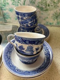 Vintage Blue Willow Cup & Saucer Set - Japan