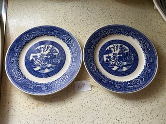 Pair Of Homer Laughlin Blue Willow Dinner Plates