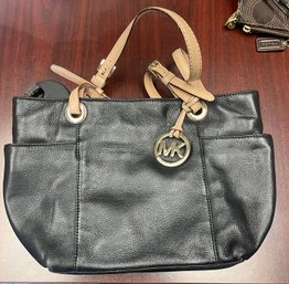 Leather Black With Brown Trim Michael Kors Purse