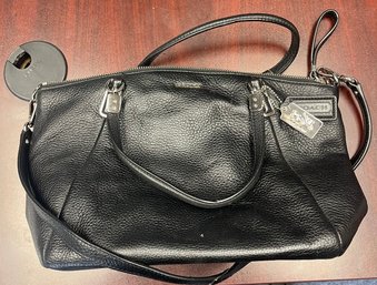 Black Leather Coach Purse With Blue Liner!