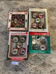 Glass Christmas Bulb Lot Of Four Packages Antique