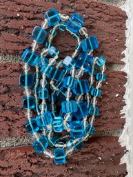 Vintage Blue Glass Beaded Necklace