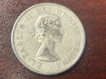 1959 Canada Queen Elizabeth II Arms Crown Silver 50 Cents Coin