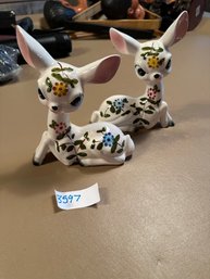 Norcrest Big Eyed Deer Lot Of Two White