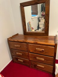 Wood Dresser And Mirror