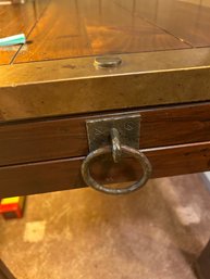 Wood And Brass Embellished Side Table