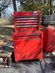 Craftsman Double Tool Box With Socket Wrenches And Sockets And Cambell Hausefield Cutoff Grinder