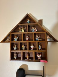 Wood Display With Miniture Bears