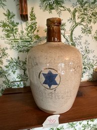 Antique Blue Star Monogram Whiskey Stoneware Jug