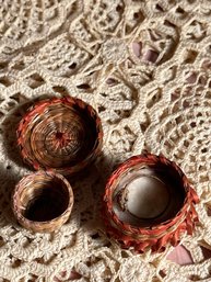 Vintage Mini Basket And Woven Ring
