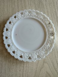 EAPG Milk Glass Kemple Lacy Hearts Plate