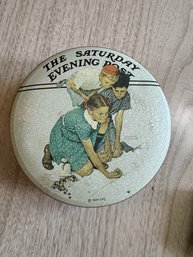 Round Norman Rockwell Saturday Evening Post Made In England Collector's Series 1 Storage Cookie Tin