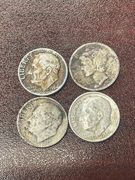 Mercury And Franklin Silver Dime Lot