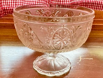 Vintage Glass Pedestal Bowl Compote MCM Indiana Glass Clear Tiara Sandwich