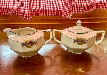 Iridescent Z.S. & Co Bavaria Sugar Bowl And Creamer Set