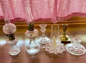 Mini Oil Lamp And Candle Stick Lot