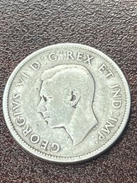 1940 Canada 25 Cent Quarter Silver Circulated George VI