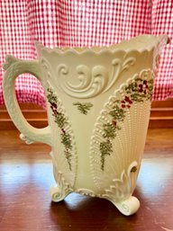 Geneva By McKee Custard Glass Creamer Pitcher Embossed Design Shells And Scrolls