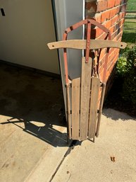 Metal Bottom And Wood Snow Sled