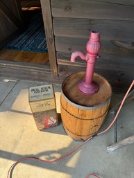 Decorative Water Pump On Wooden Drum