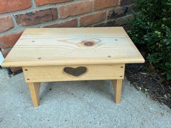 Wood Step Stool With Heart Design