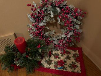 Mixed Christmas Lot With Beautiful Wreath And More!