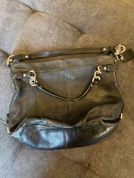 Gorgeous Black Leather Coach Purse With Silver Hardware