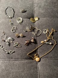 Jewelry Lot - Pierced Earrings, Bracelet & Necklace - Some Signed!