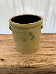 Antique 5 Gallon Salt Glazed Crock With Elephant Ear Handles