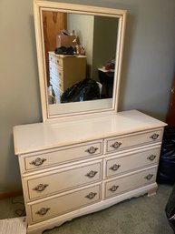 Bassett White Dresser And Mirror