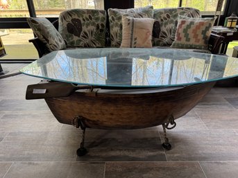 Row Boat Glass Top Table