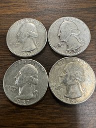 Lot Of (4) Silver Washington Quarters