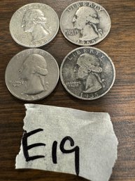 Lot Of (4) Silver Washington Quarters