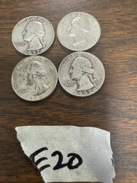 Lot Of (4) Silver Washington Quarters