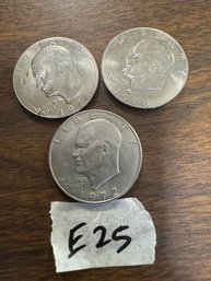 Lot Of (3) Eisenhower Dollar Coins