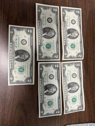 Lot Of (5) $2 Bills