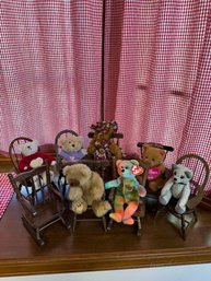 Miniature Wood Rocking Chairs And Bears Lot