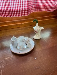 Miniatures Lot  - Mini Tea Set & Mini Vase