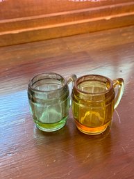 Vintage Mini Glass Barrel Mugs