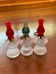 Lot Of Three Vintage Mini Oil Lamps