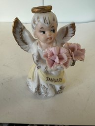 Enesco Vintage January  Birthday Girl Angel Figurine