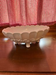 Vintage Indiana Milk Glass Footed Harvest Grapes Fruit Oval Bowl