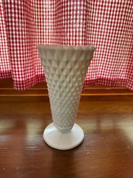 Diamond Pattern Vintage Milk Glass Vase