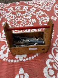 Hand Tools In Vintage Wood Tool Box