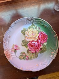 Antique Roses Themed Hand Painted Plate