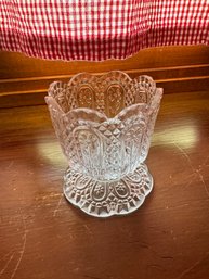 Vintage Avon Fostoria Crystal Daisy Diamond Candle Holder/Candy Dish