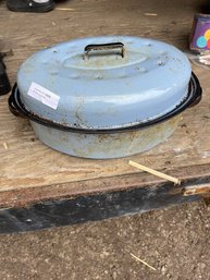 Vintage Blue Enameled Roasting Pan