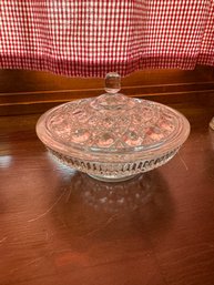 Vintage Clear Federal Glass Candy Dish With Lid Windsor Pattern